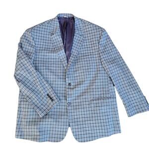 Oak Hill Blazer Mens 2XL( 50-52) Blue Plaid Sport Coat